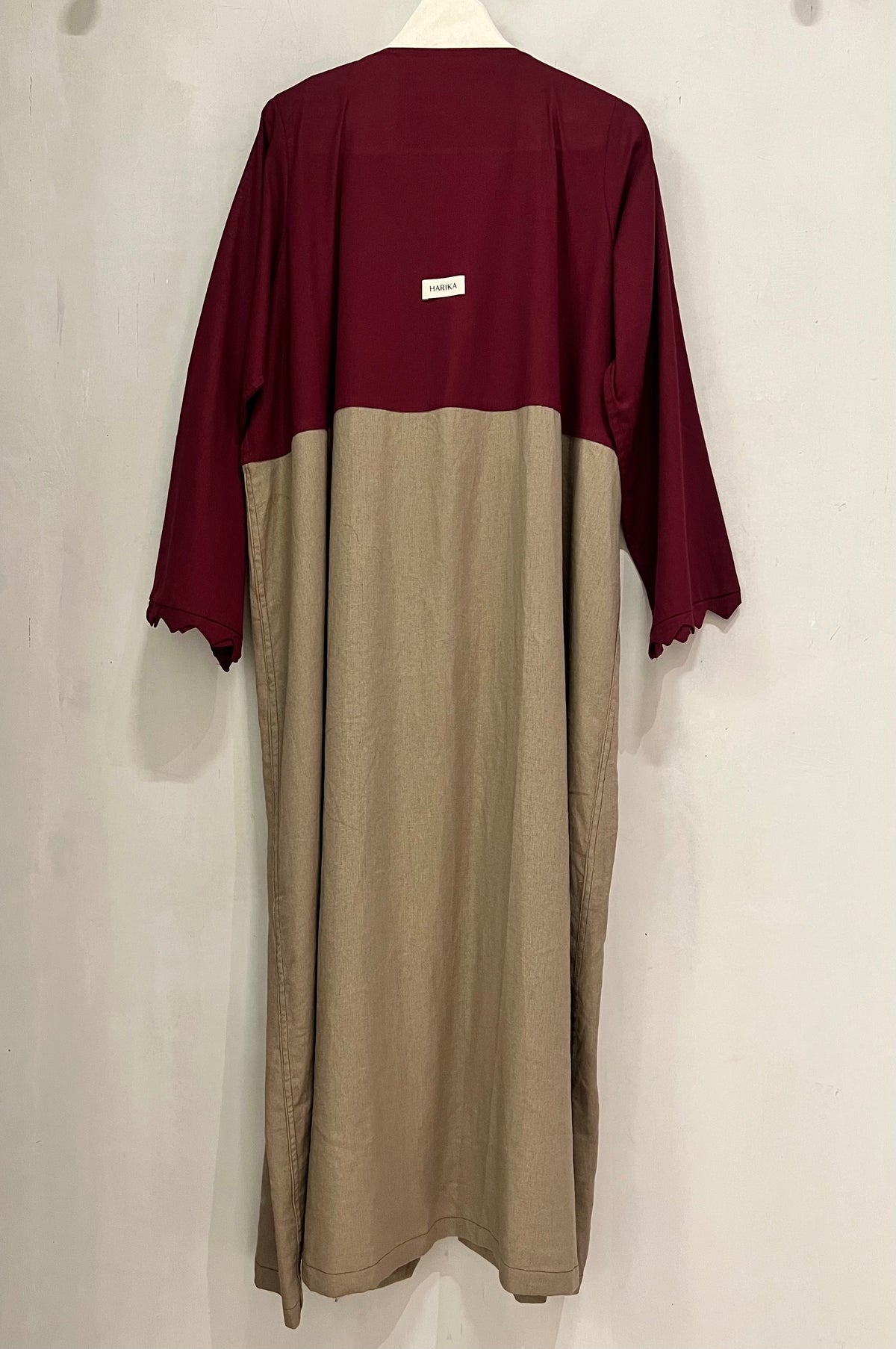 Abaya- A stunning combination of rich burgundy and elegant taupe, designed for the modern woman who loves timeless sophistication