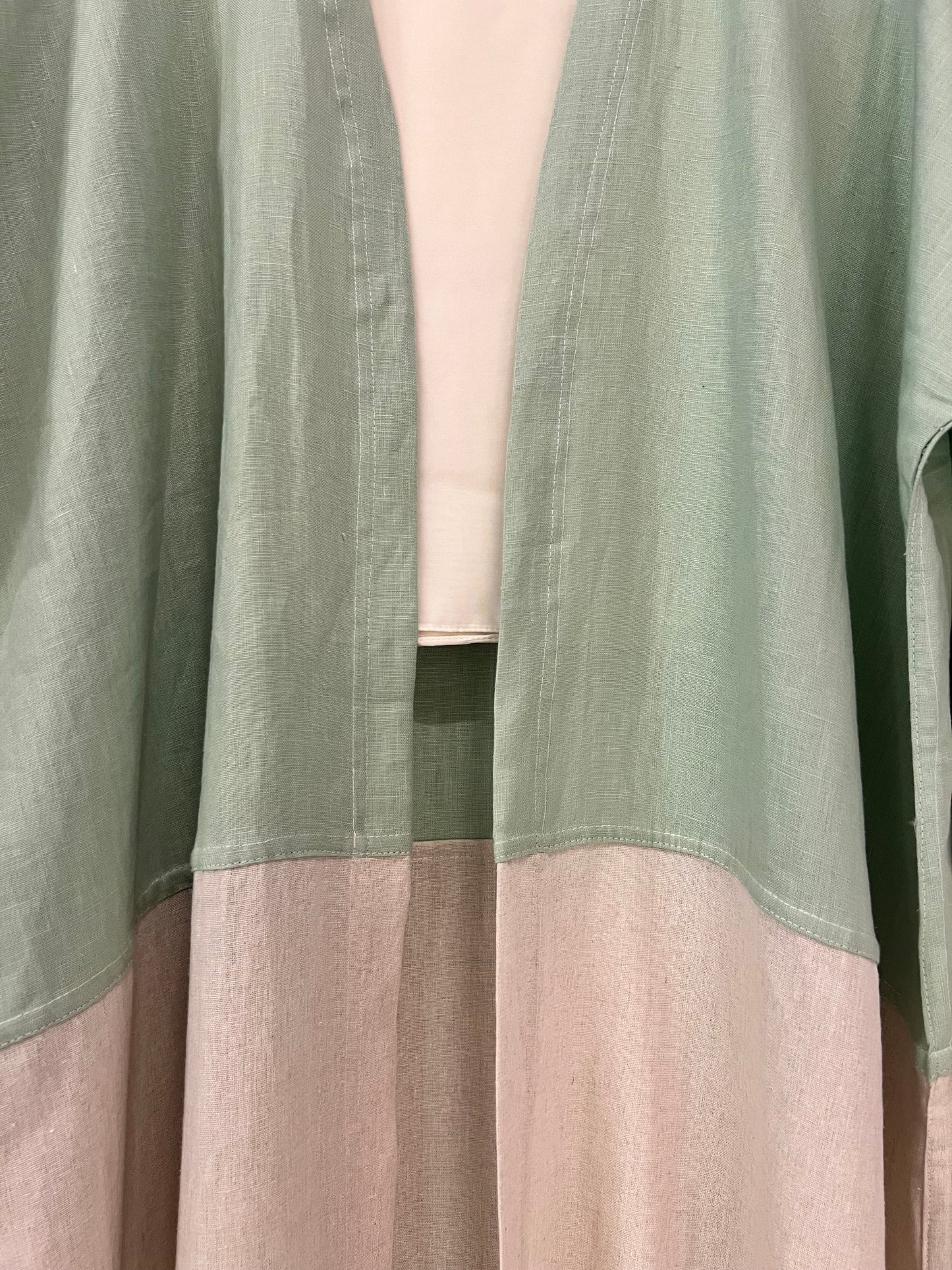 Abaya - Two-Tone Mint & Beige Design