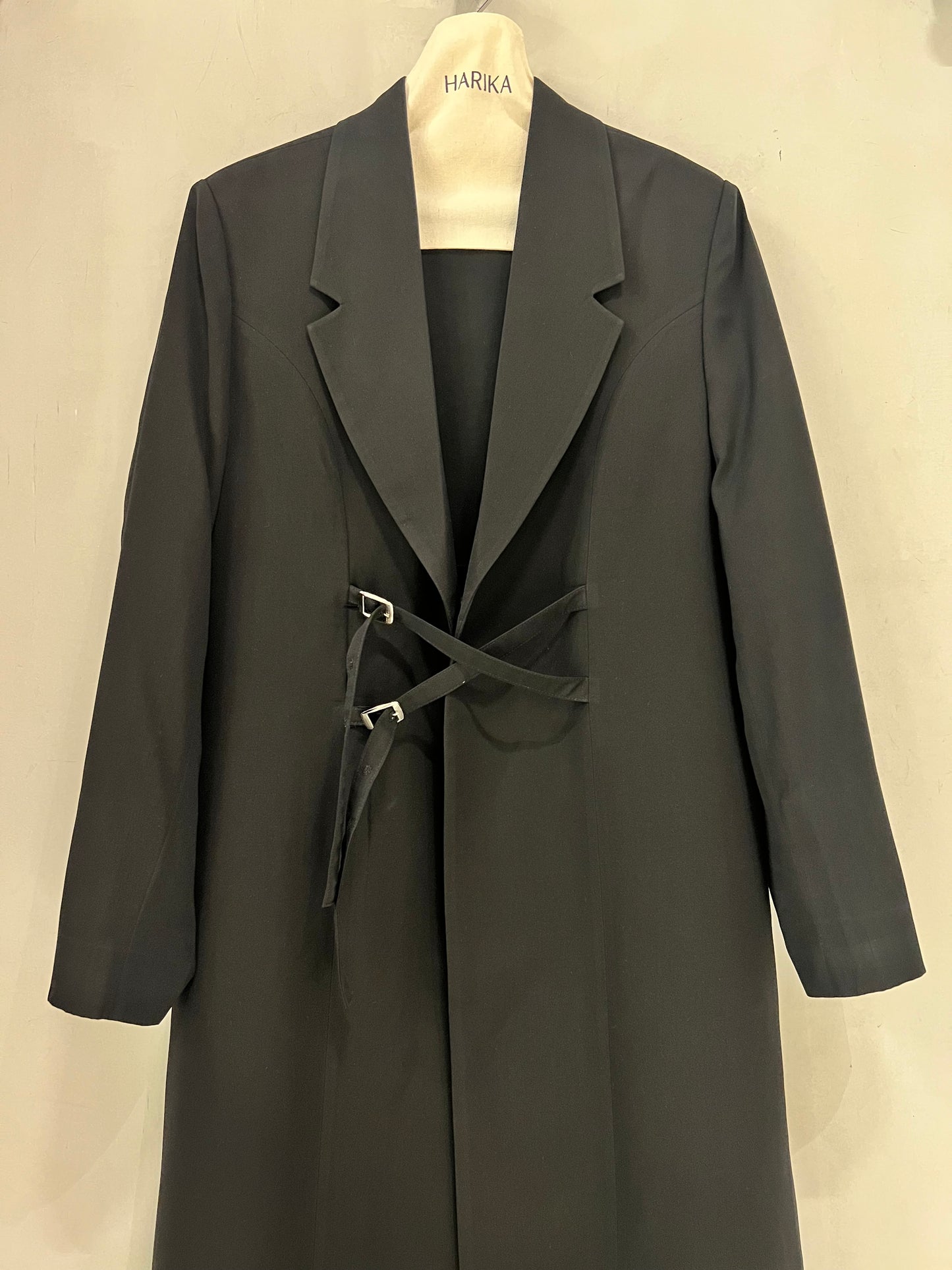 Abaya- modern statement piece featuring a tailored blazer collar and signature buckle-wrap detail