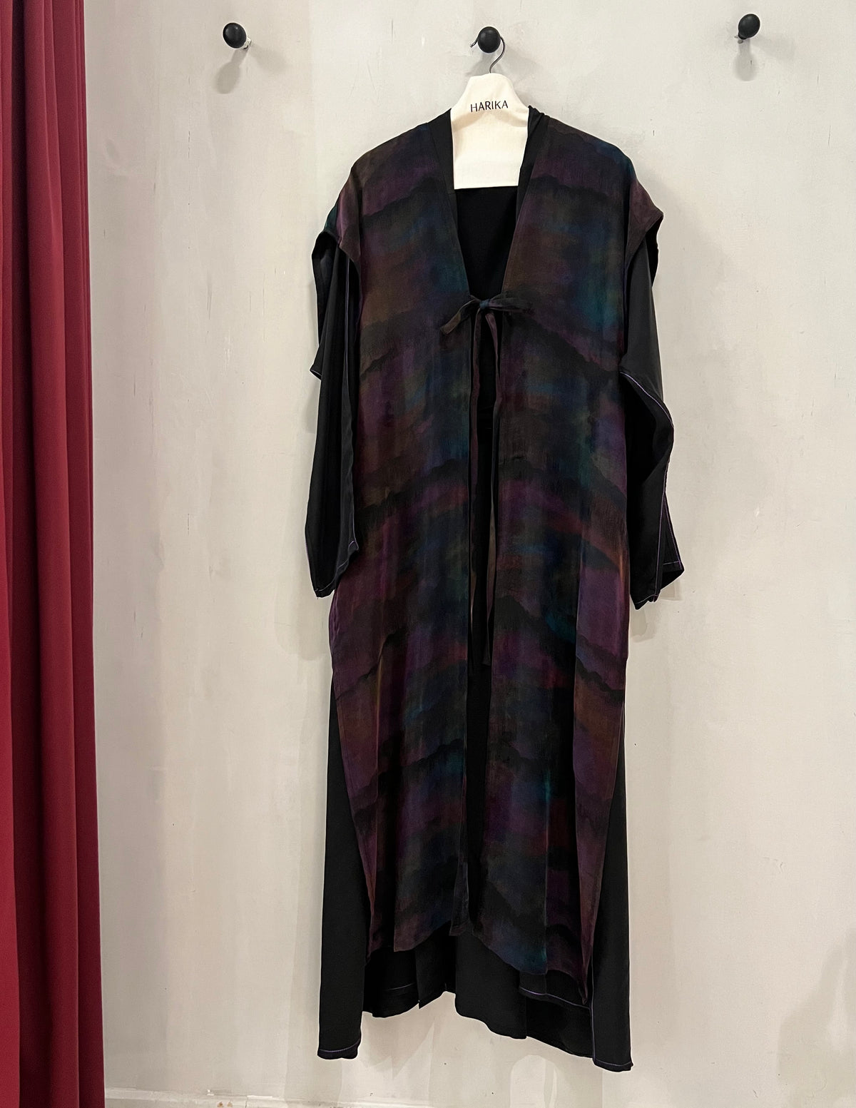 Abaya- an artistic abstract print in deep plum, teal, charcoal, and muted brown tones