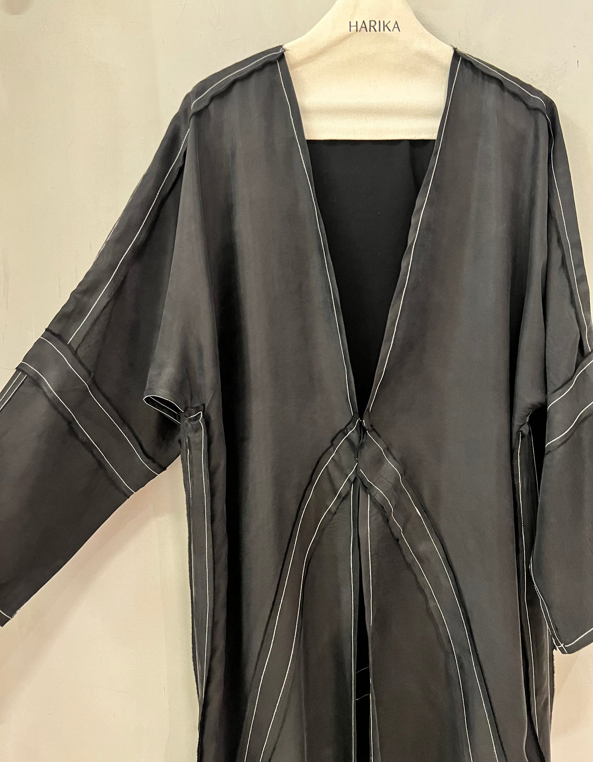 Abaya- Black with artistic white stitching