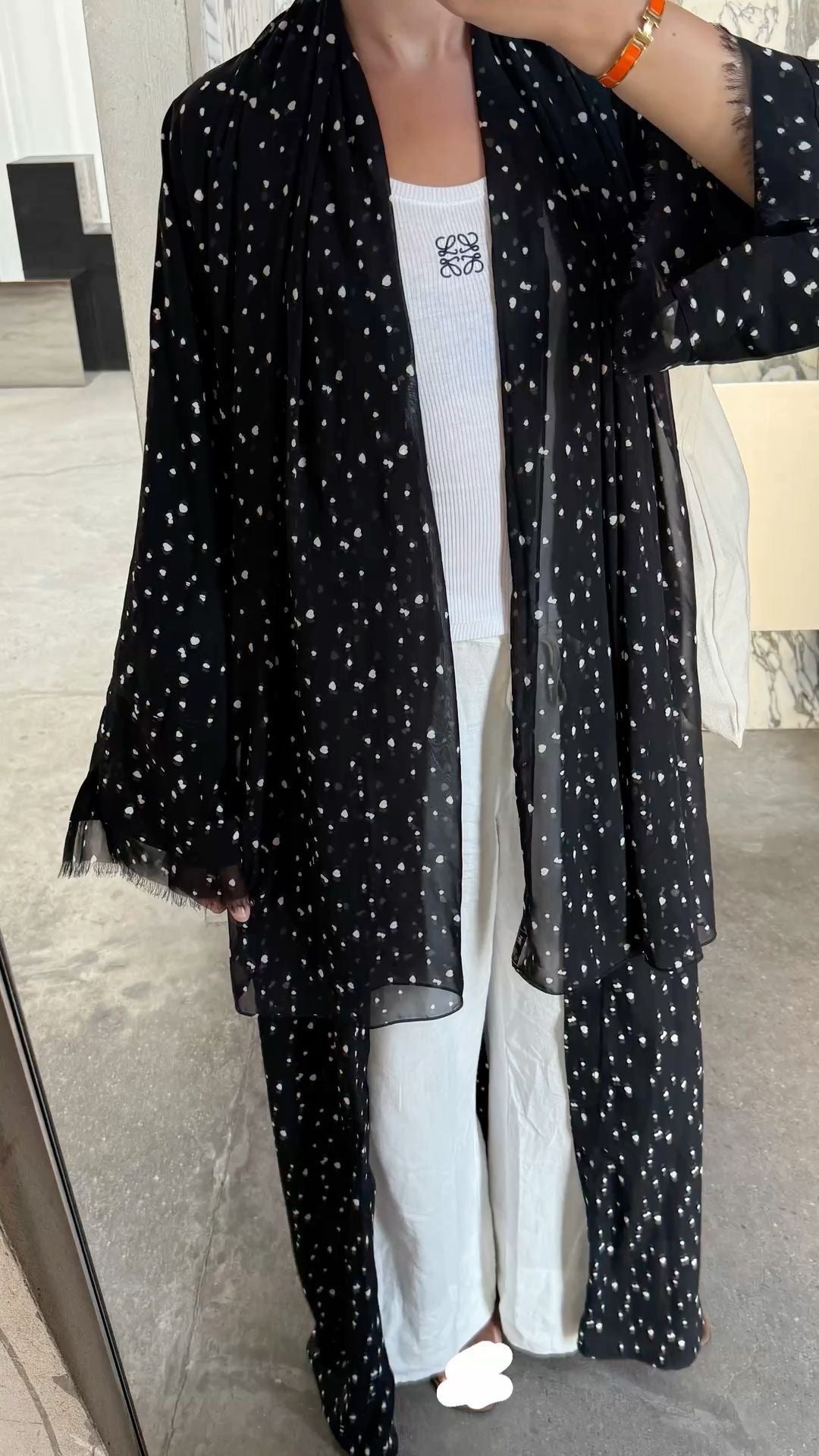 Summer Abaya - Chic Polka Dot