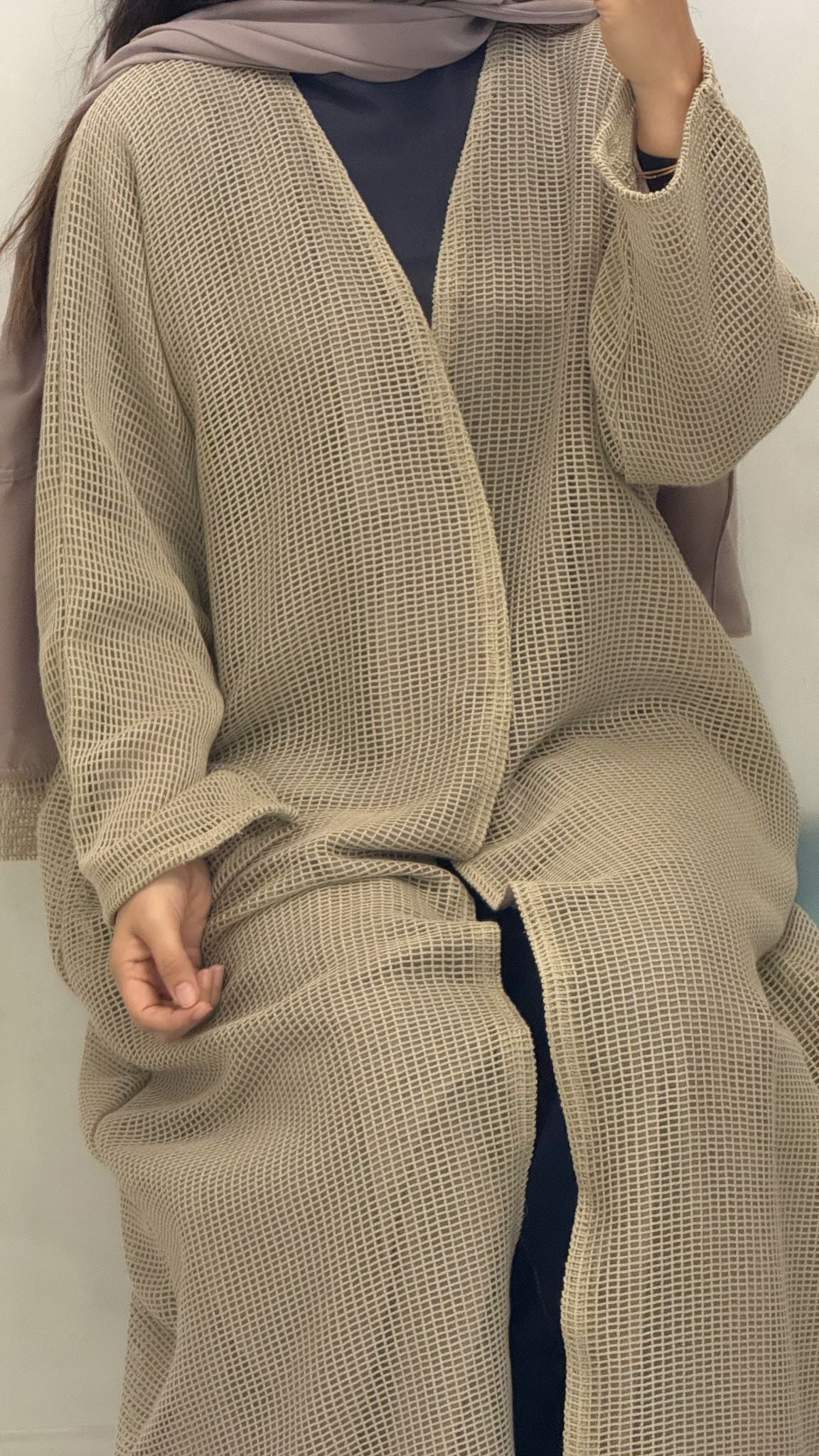 Abaya - Minimal Waffle Textured – Warm Neutral Beige tone