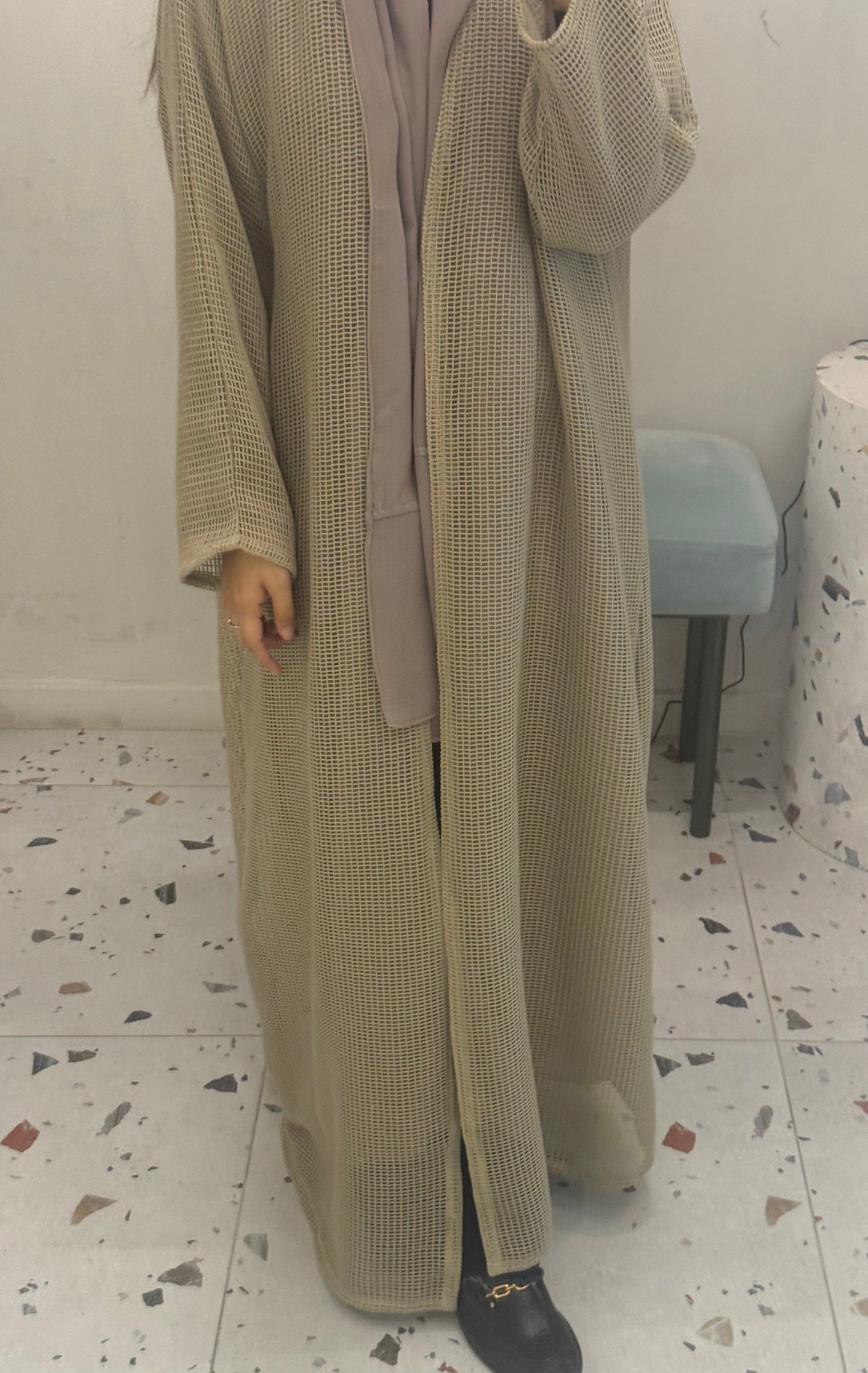 Abaya - Minimal Waffle Textured – Warm Neutral Beige tone