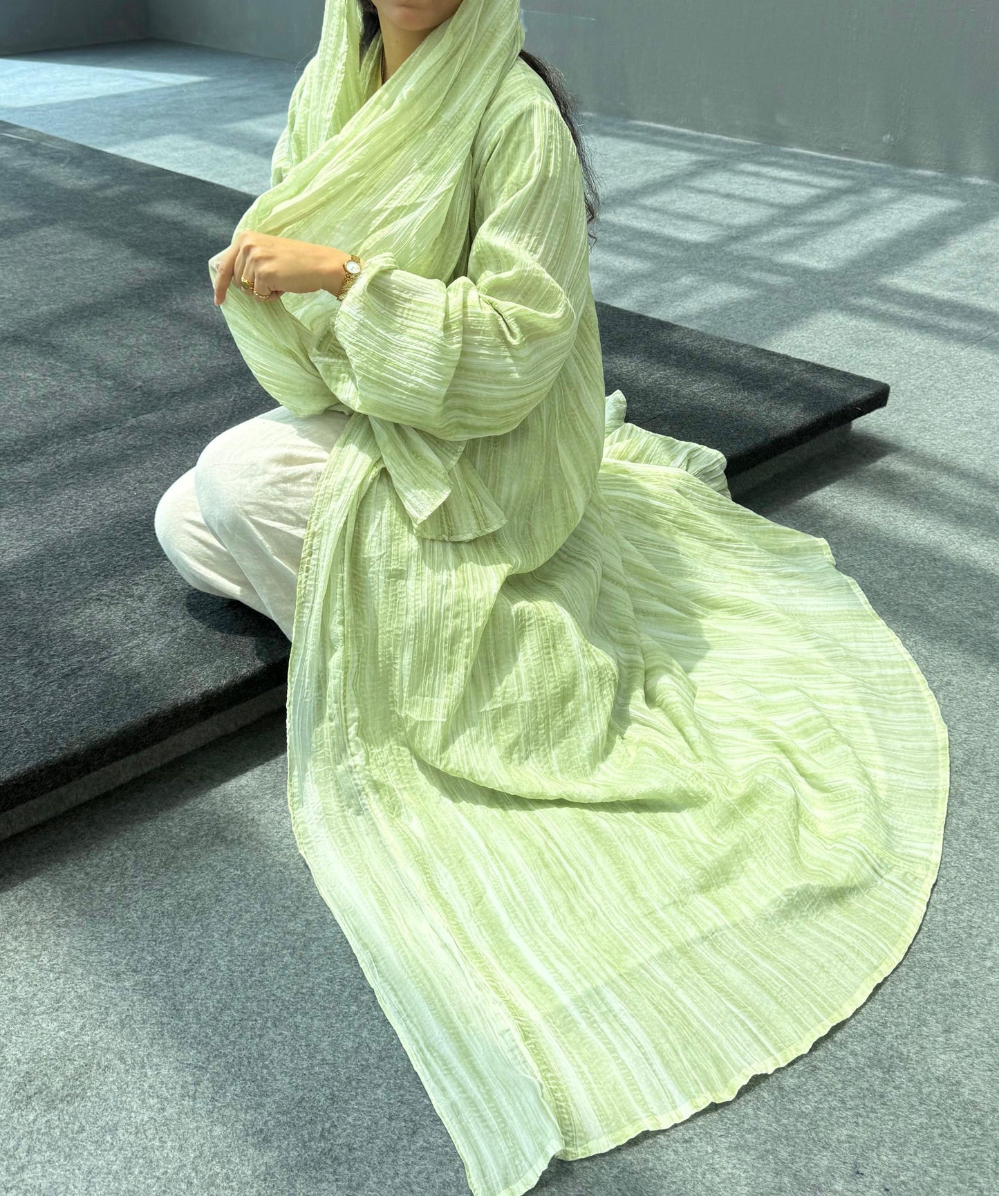 Abaya - Pistachio Green - Elegance with effortless comfort