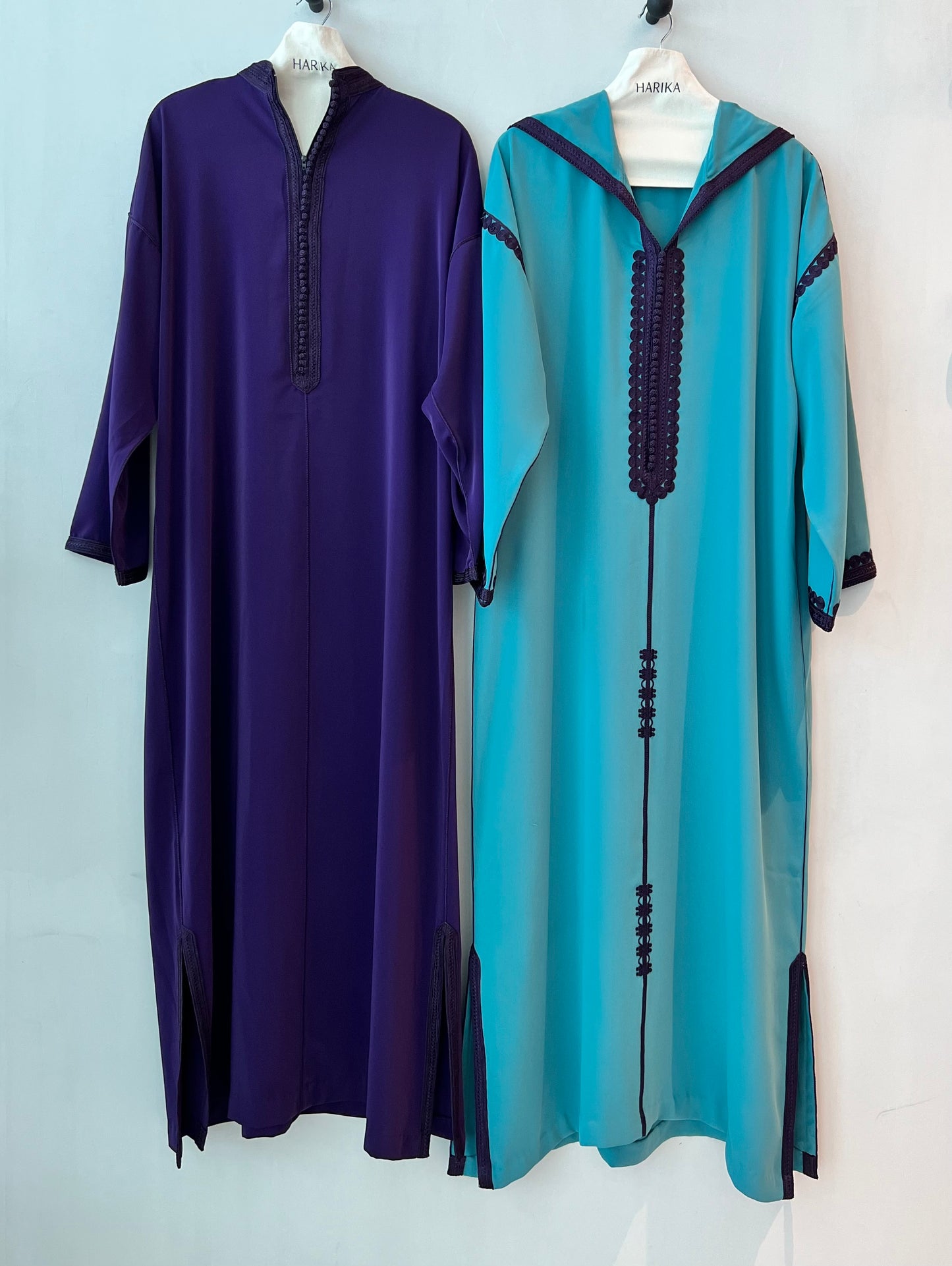 Jalabiyah - Teal & Deep Plum Purple Hooded Set