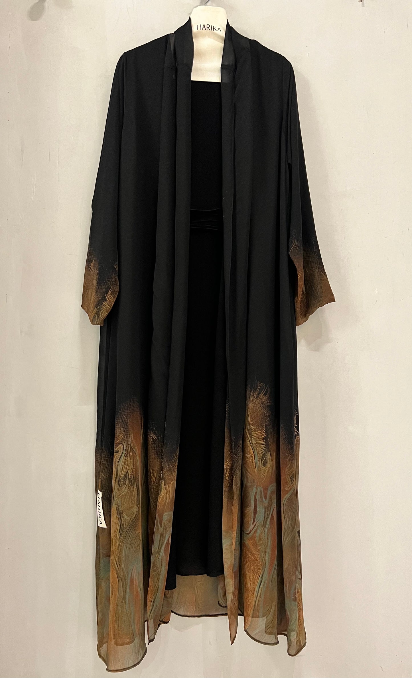 Summer Abaya - Black Ombre with Artistic Hem