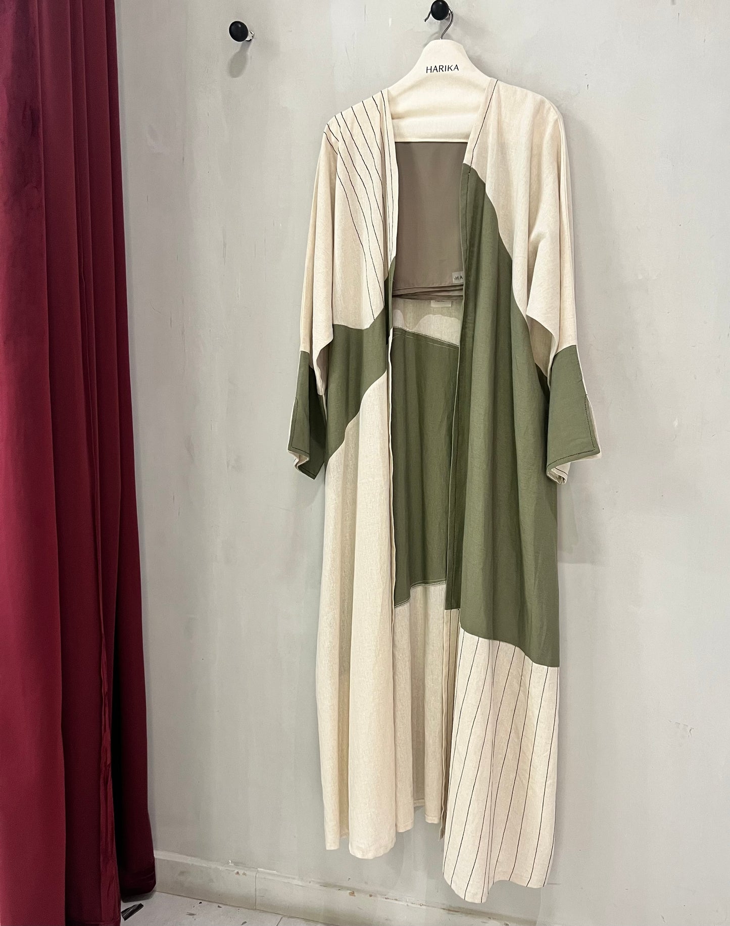 Abaya - Two Tone  – Natural & Olive Harmony