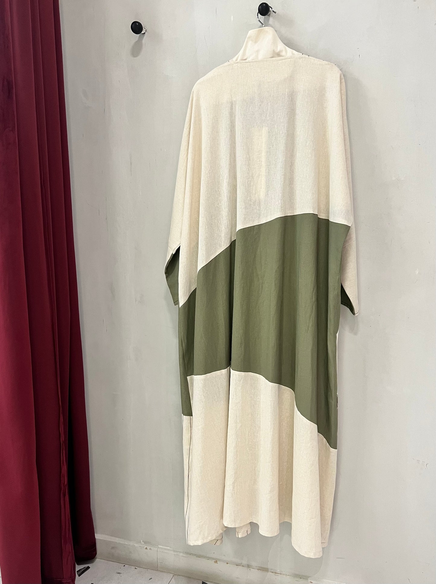Abaya - Two Tone  – Natural & Olive Harmony