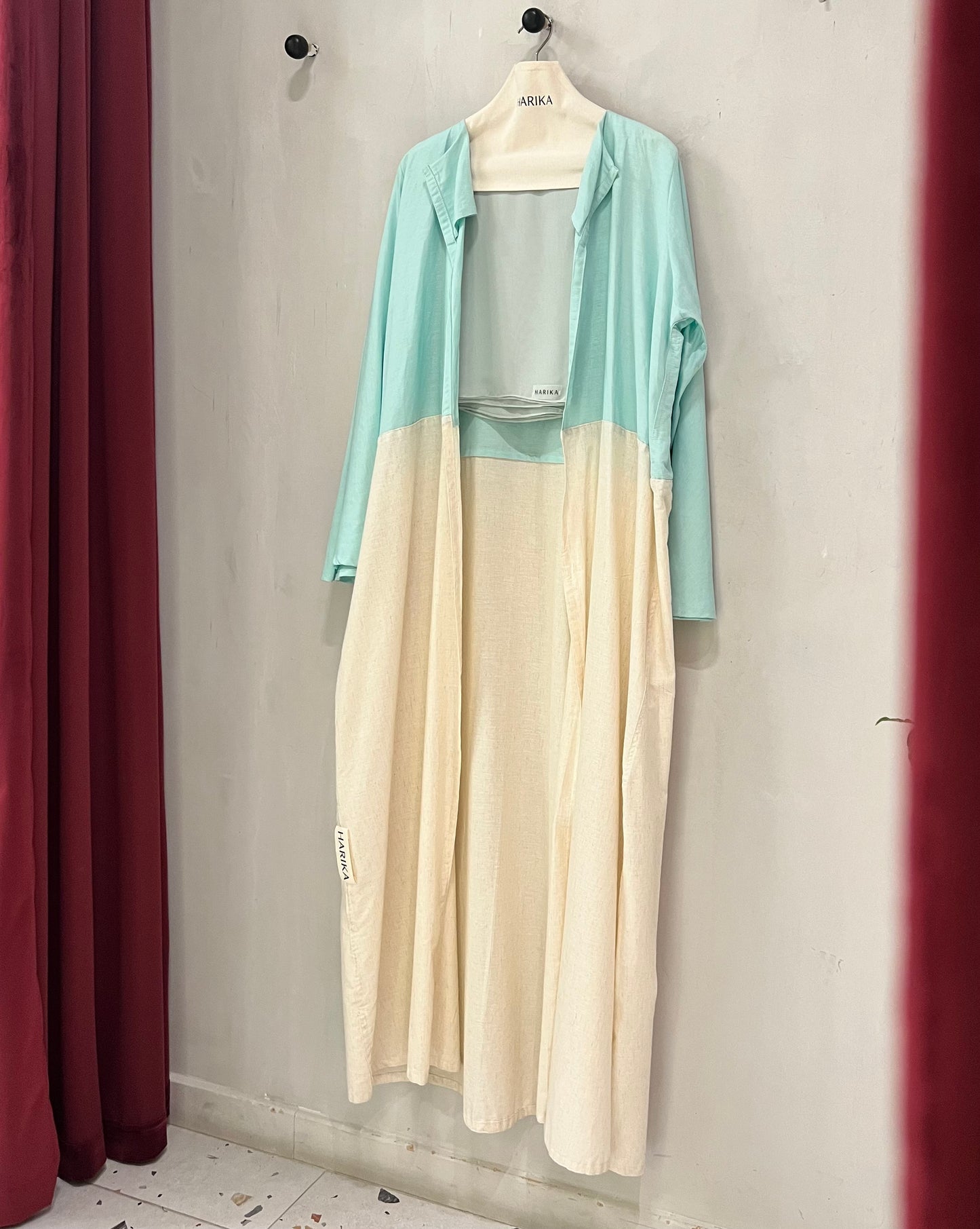 Abaya - Two Tone - Mint & Cream Serenity