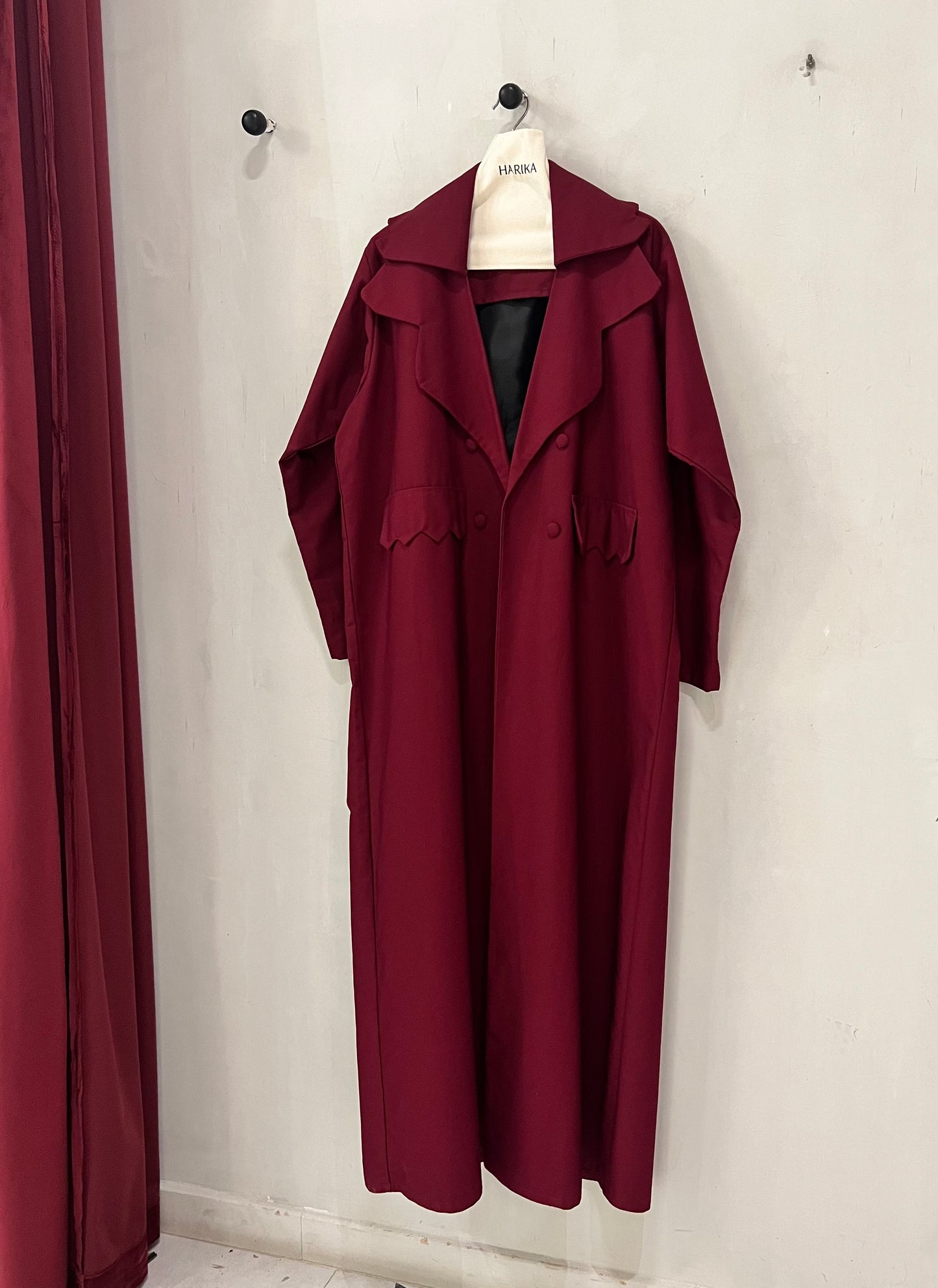 Abaya - Burgundy trench-style