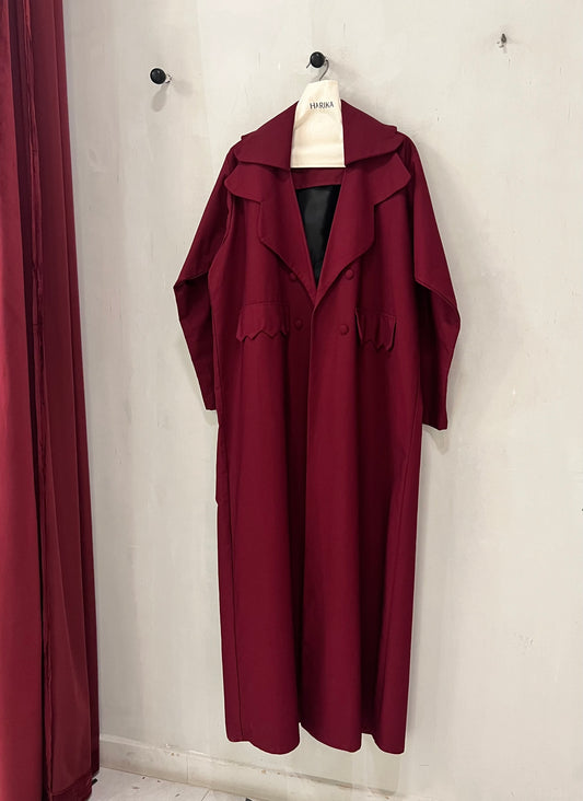 Abaya - Burgundy trench-style