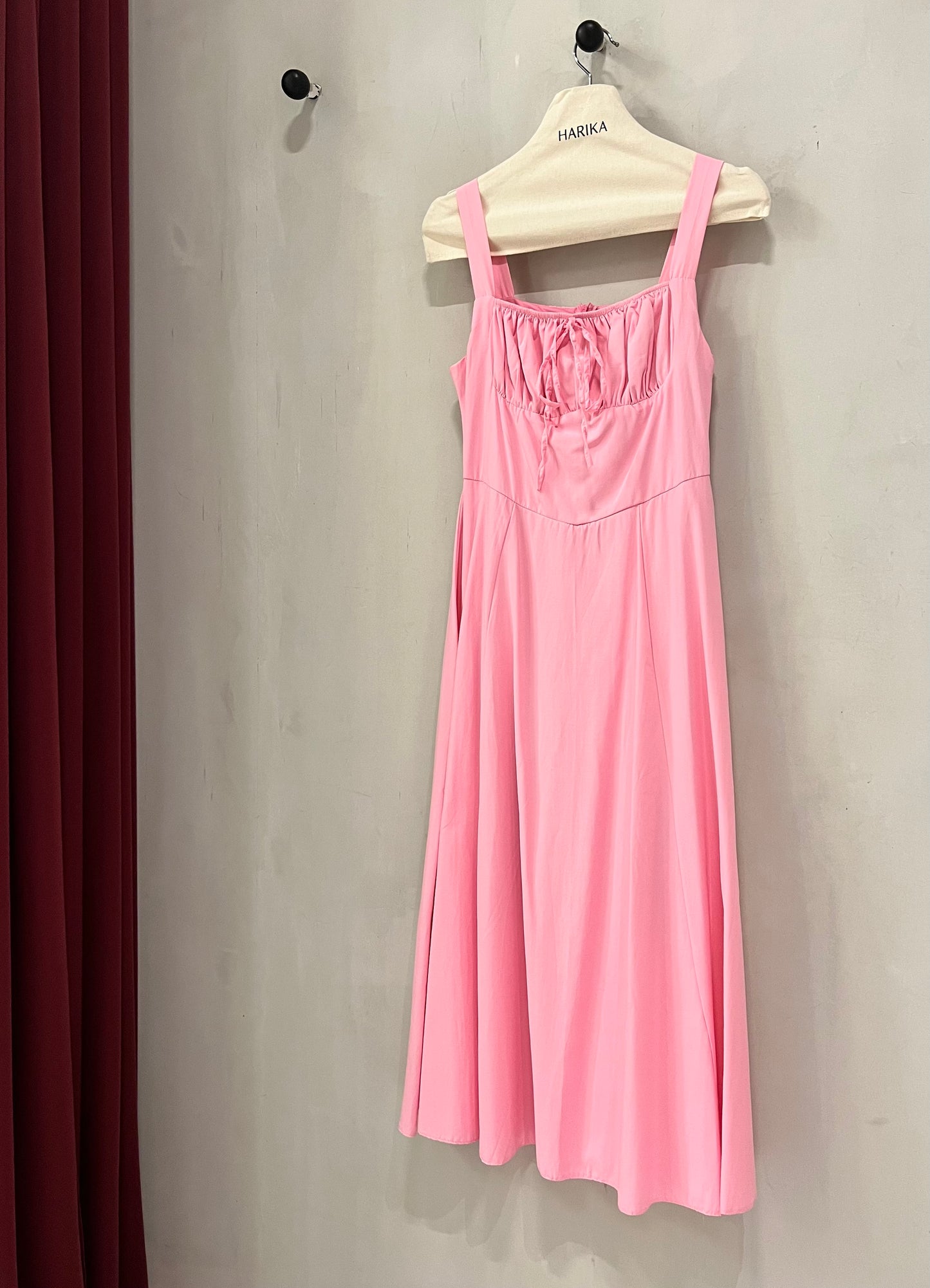 Dress - Pink-Classic square neckline with elastic front detail