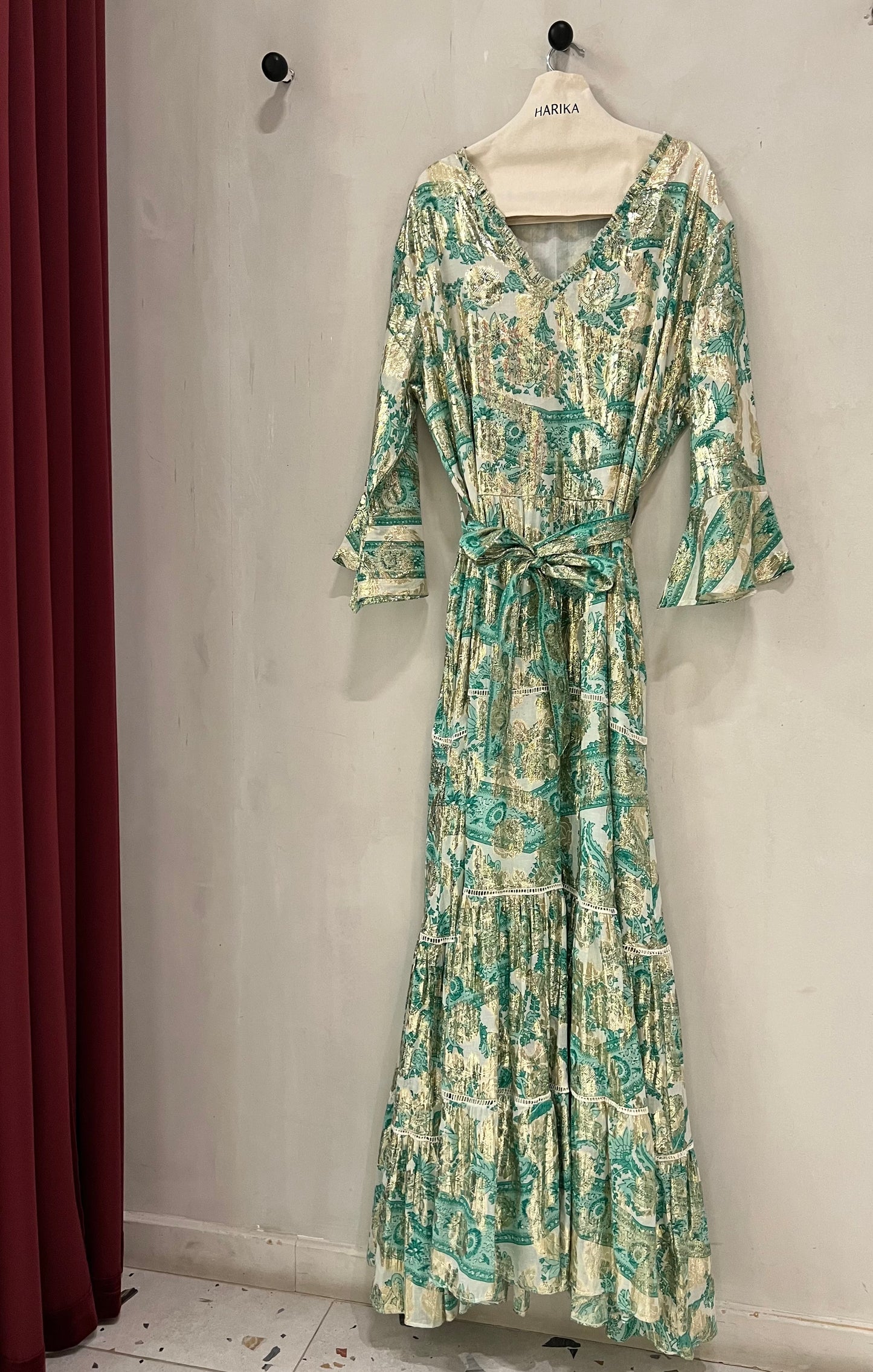 Dress - Mint Green Vintage Print Maxi Dress