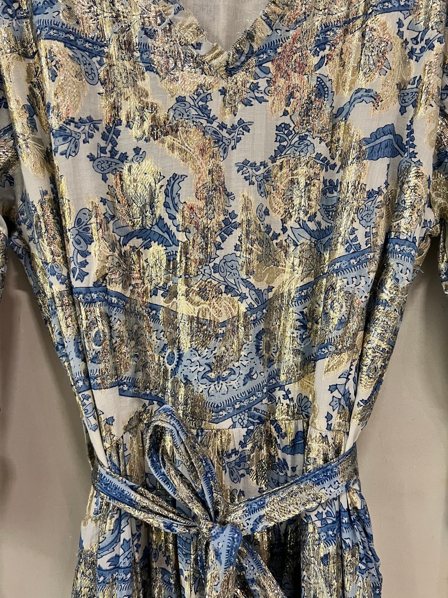 Dress - Blue Vintage Print Maxi Dress