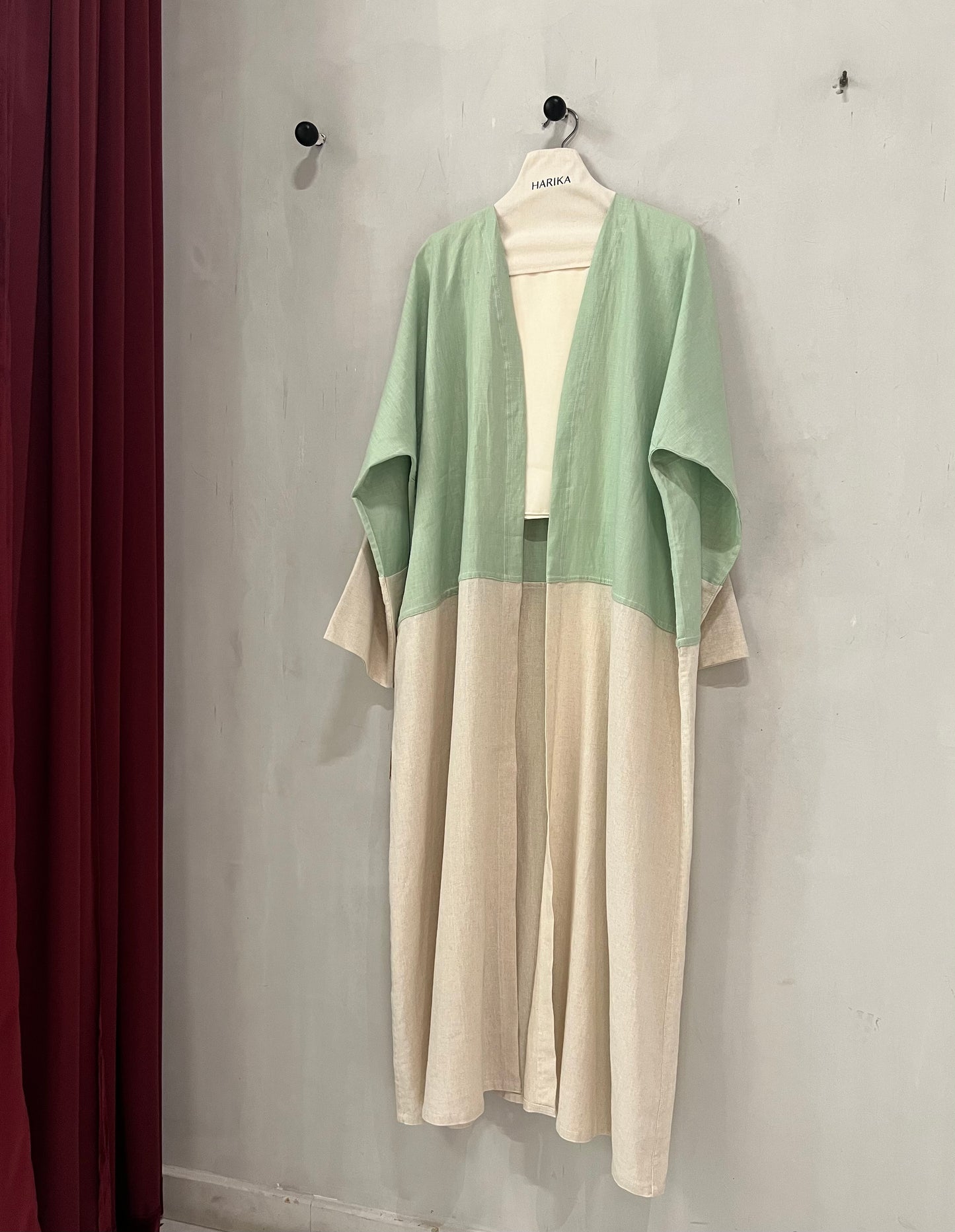 Abaya - Two-Tone Mint & Beige Design