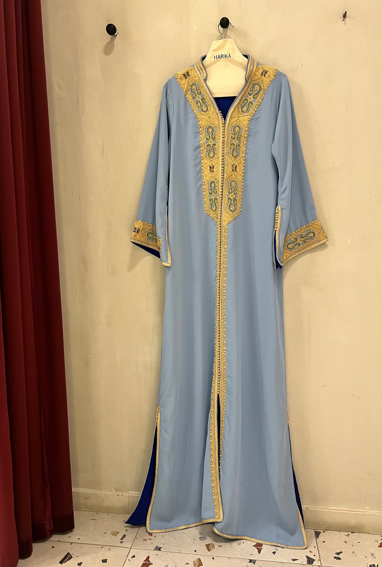 Jalabiyah - Luxury Sky Blue with Royal Gold Embroidery