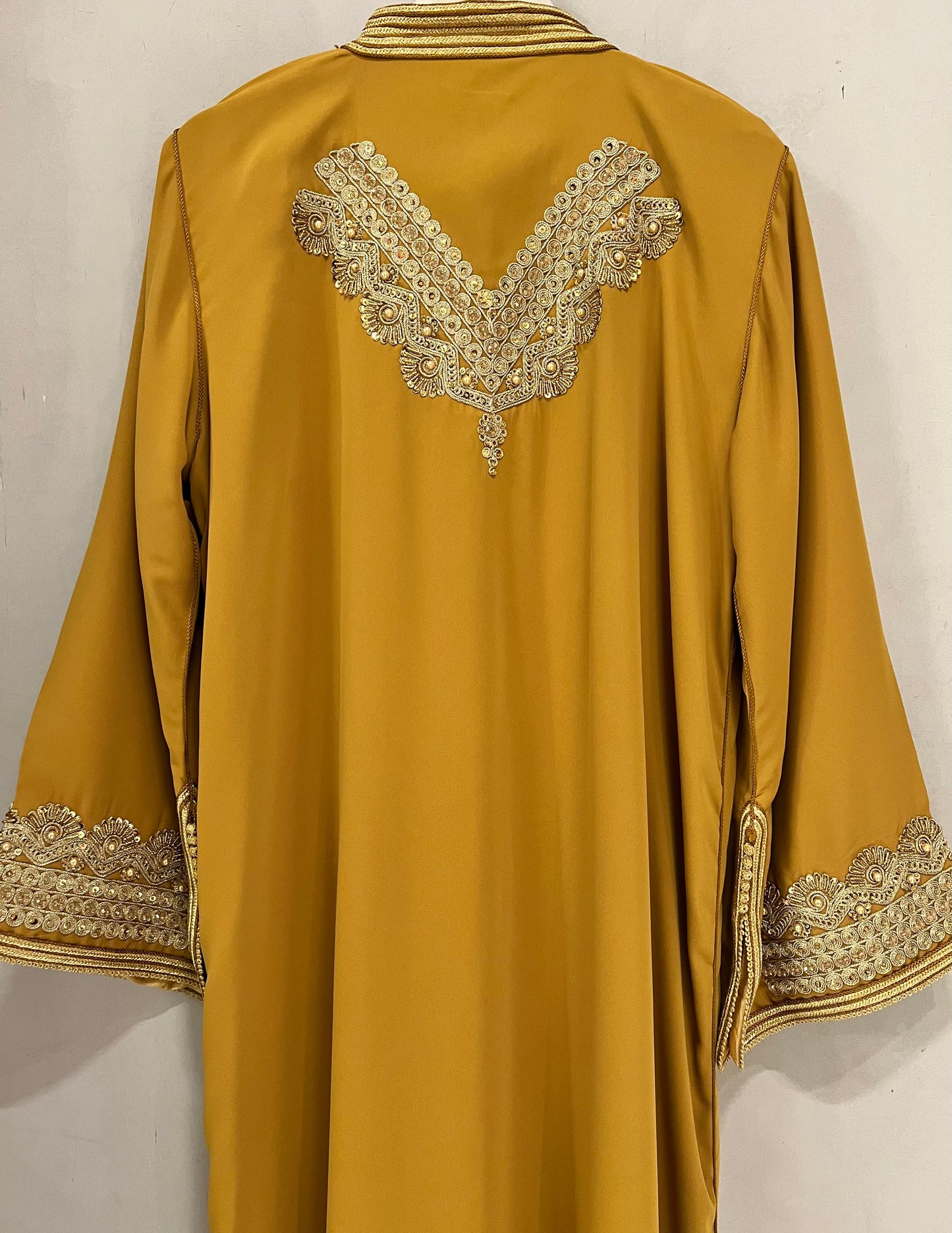 Jalabiyah - Golden Mustard Embroidered with ornate decorative belt