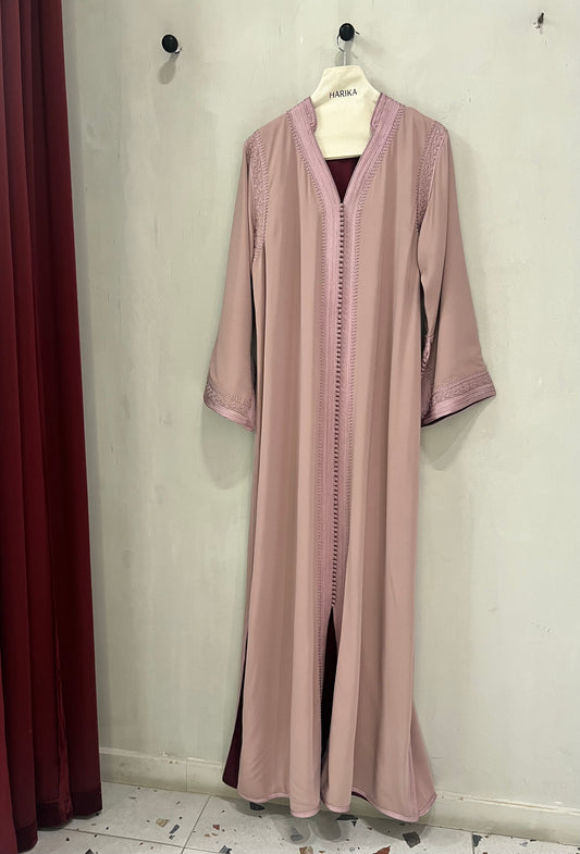 Jalabiyah -  Moroccan Blush with Burgundy Accent