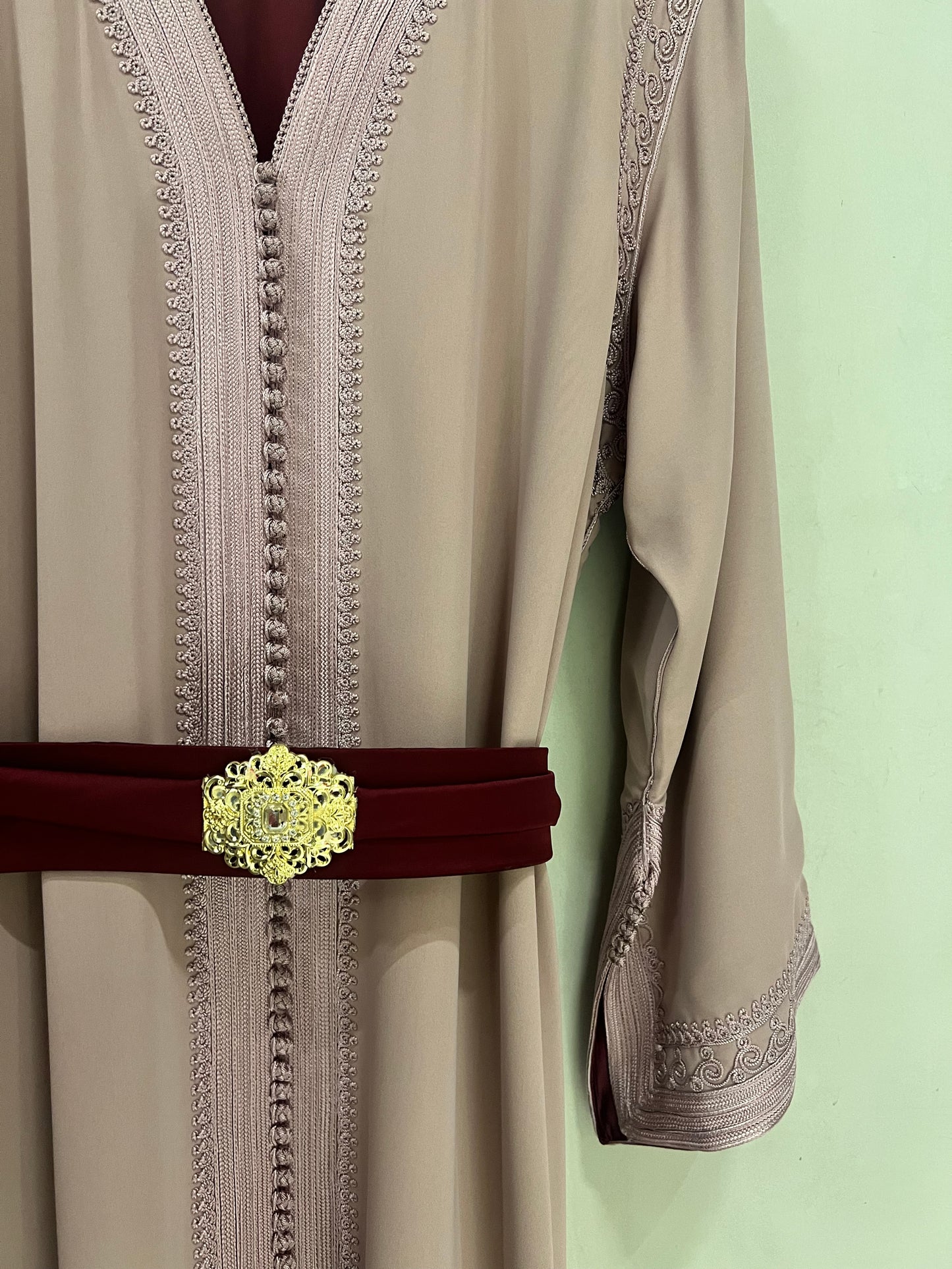 Jalabiyah -  Moroccan Blush with Burgundy Accent