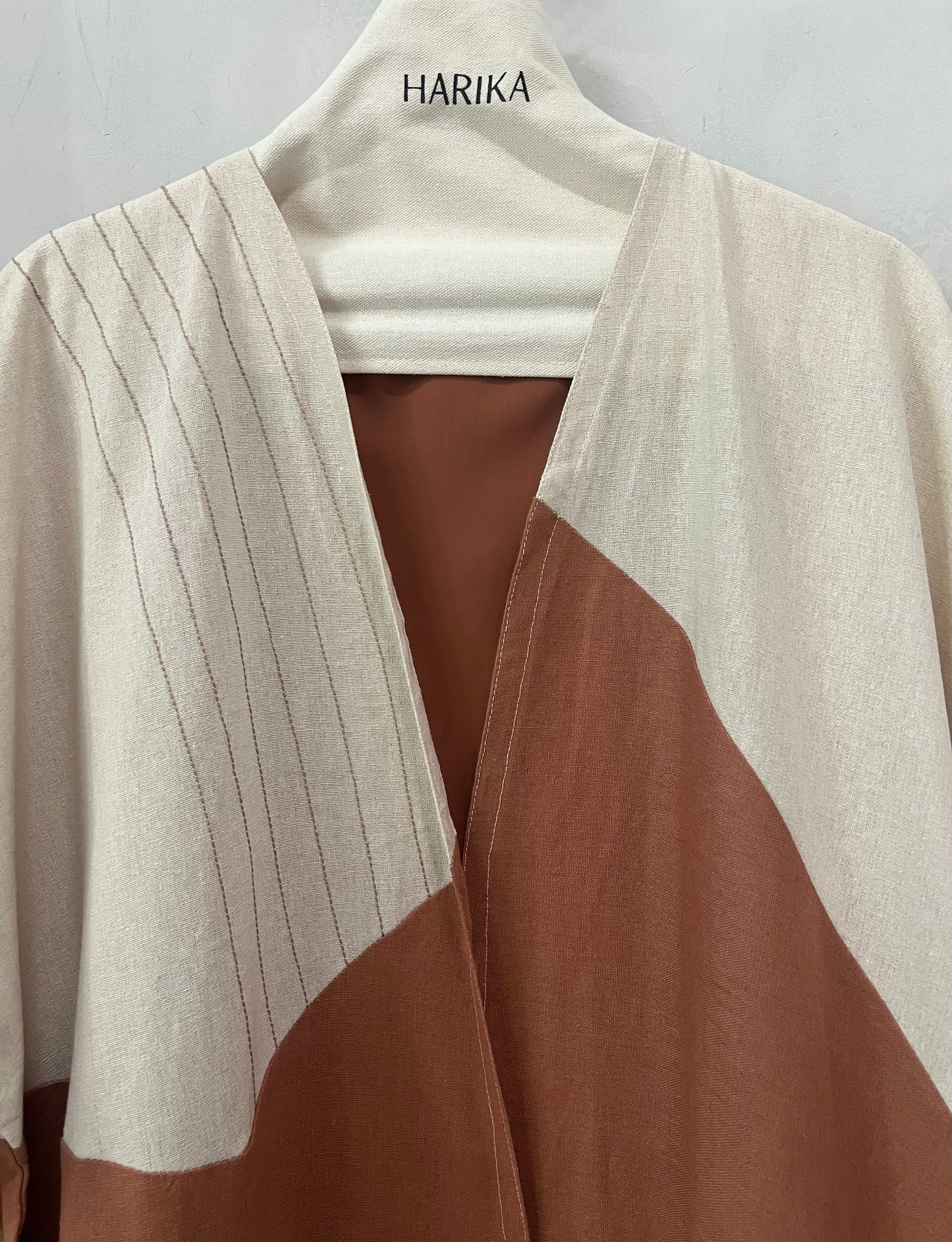 Abaya - Two tone - a soft cream base paired with warm terracotta panels for a modern yet timeless look
