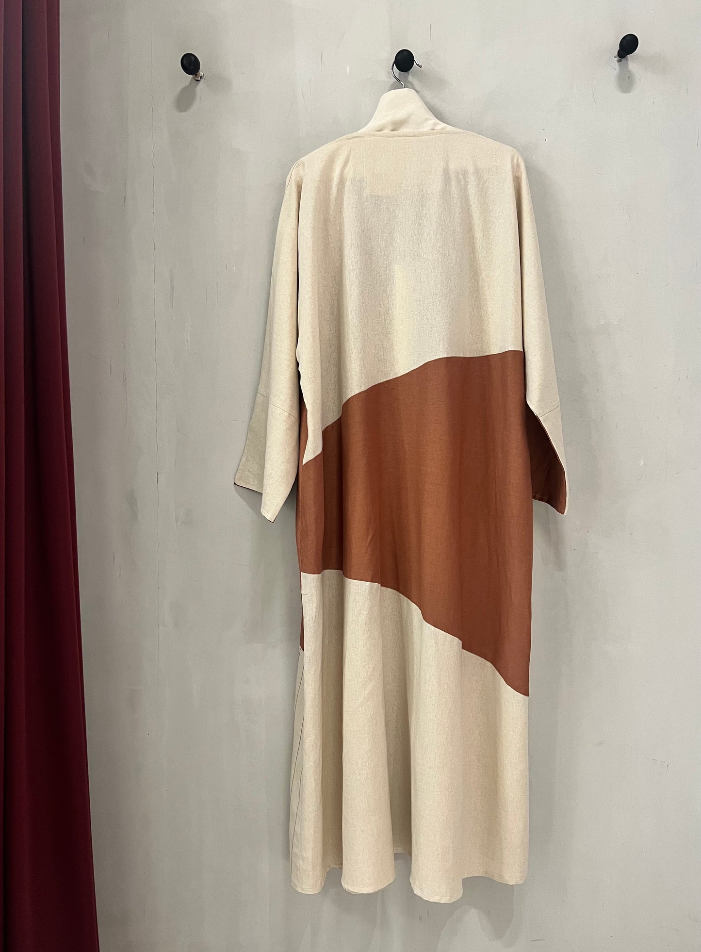 Abaya - Two tone - a soft cream base paired with warm terracotta panels for a modern yet timeless look