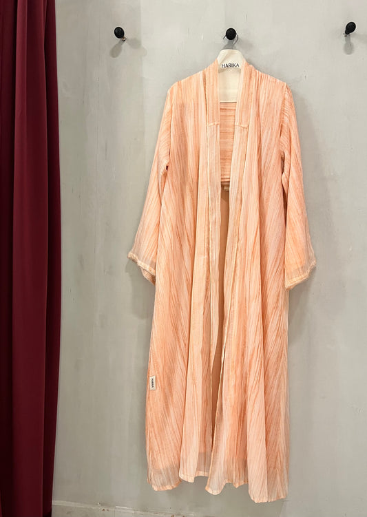 Abaya - Peach-toned radiates softness and sophistication with its beautifully textured crinkled fabric