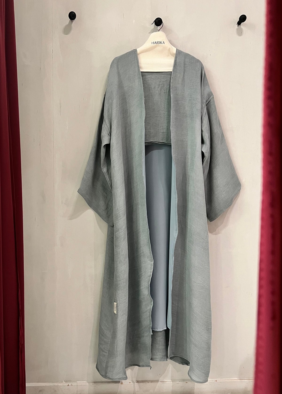 Abaya- Dusty teal shade with a lightweight, flowy fabric