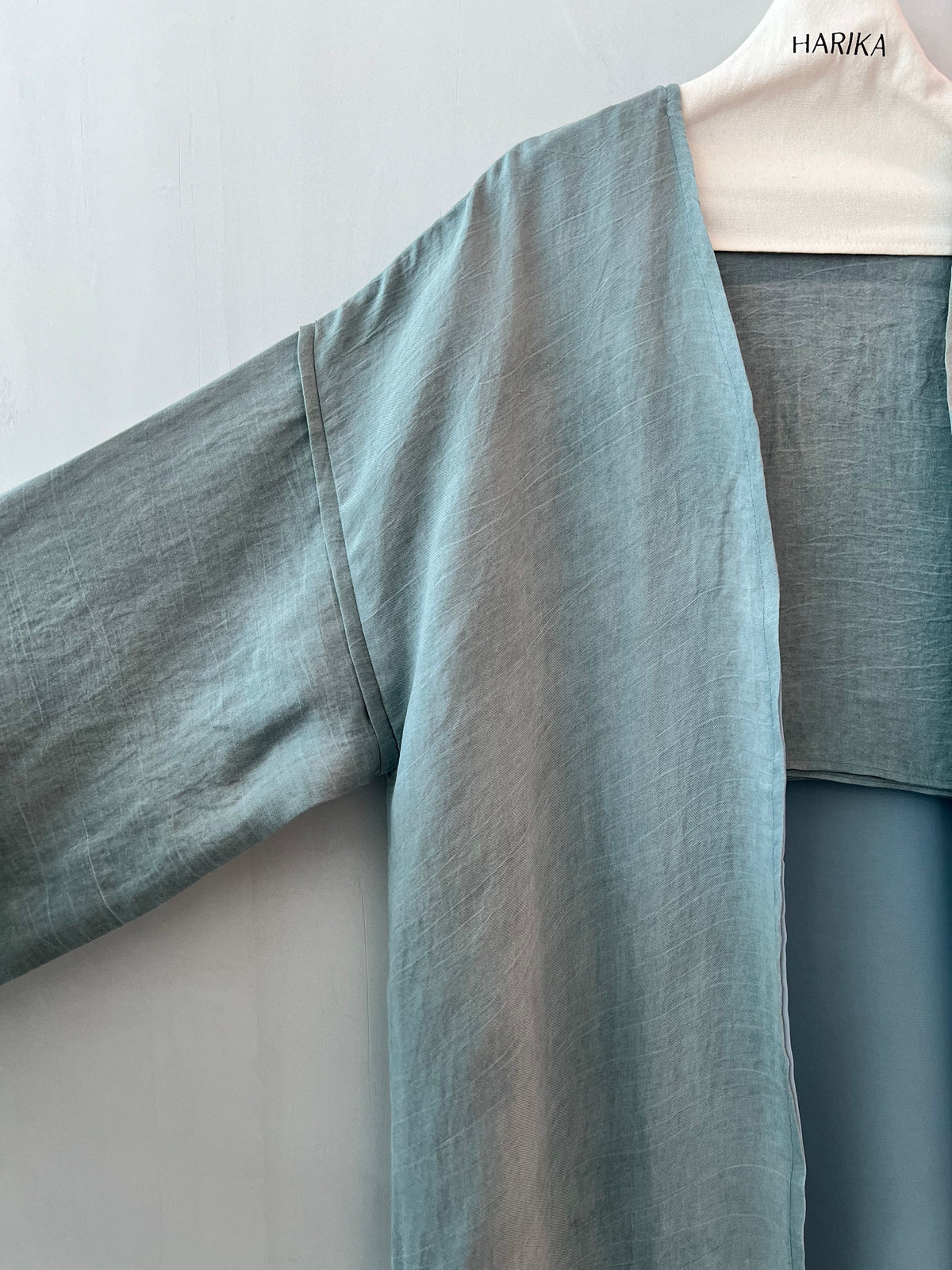 Abaya- Dusty teal shade with a lightweight, flowy fabric