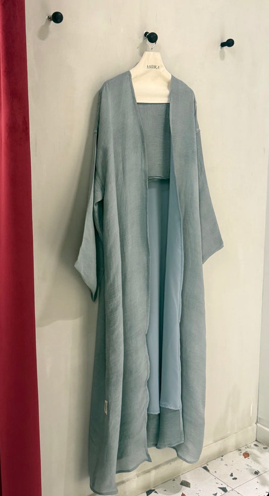 Abaya- Dusty teal shade with a lightweight, flowy fabric