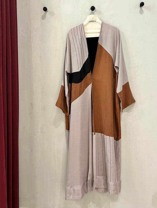 Abaya- a beautiful combination of warm caramel brown, soft taupe, black, and creamy beige.