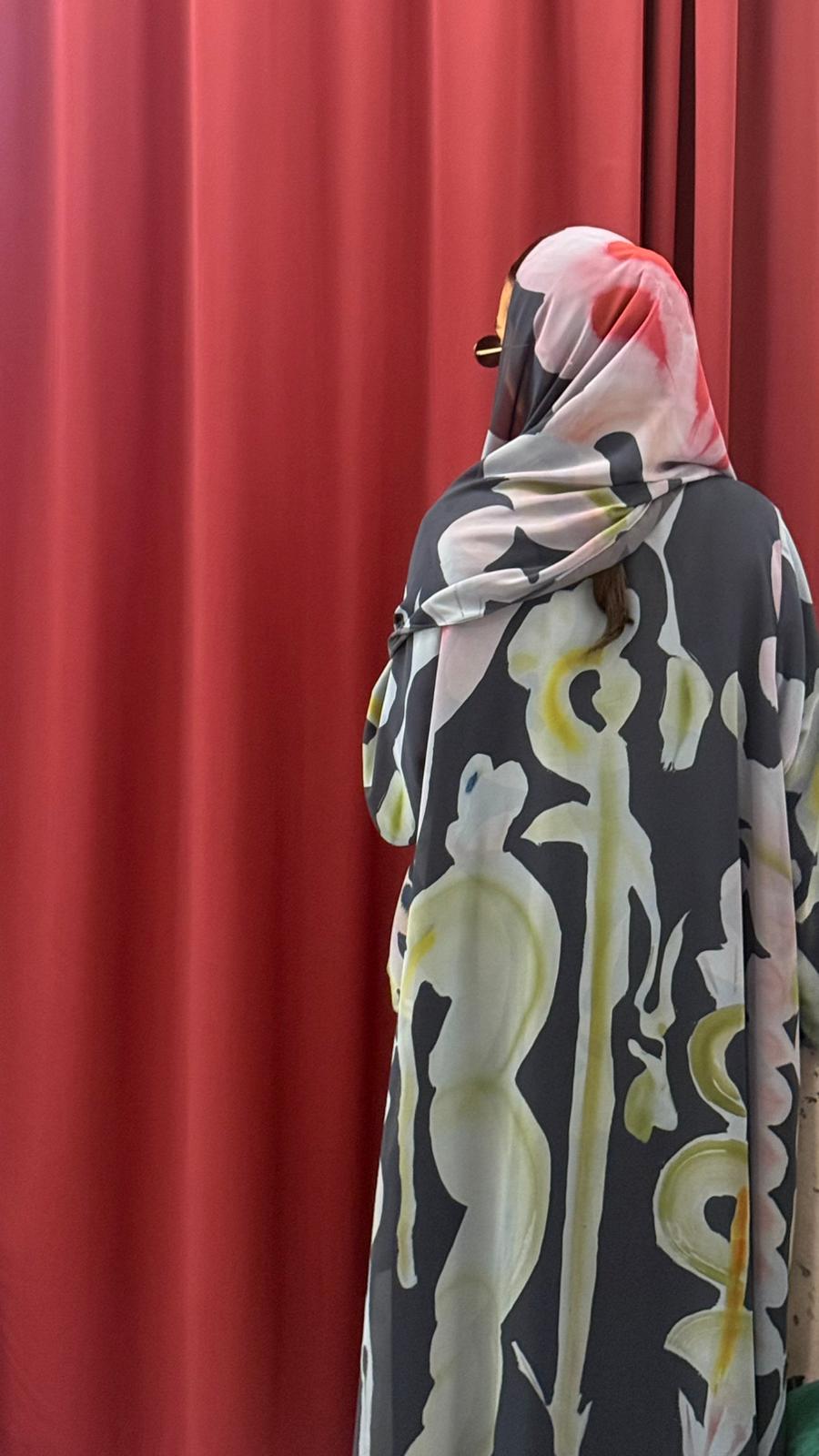 Summer Abaya- silent flowers - DARK
